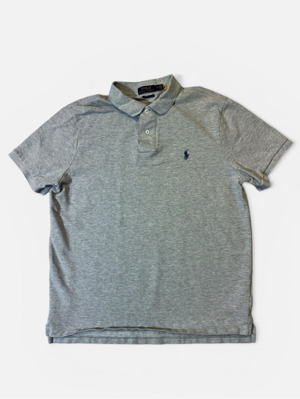 Polo Ralph Lauren mens XL custom slim fit grey mesh pique cotton polo shirt EUC